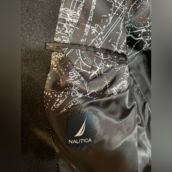 Nautica Barge Overcoat Classic Fit Wool Cashmere Blend Lined 40R Dark Gray $450 - Picture 7 of 15